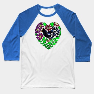 Gothic Bird in Heart Baseball T-Shirt